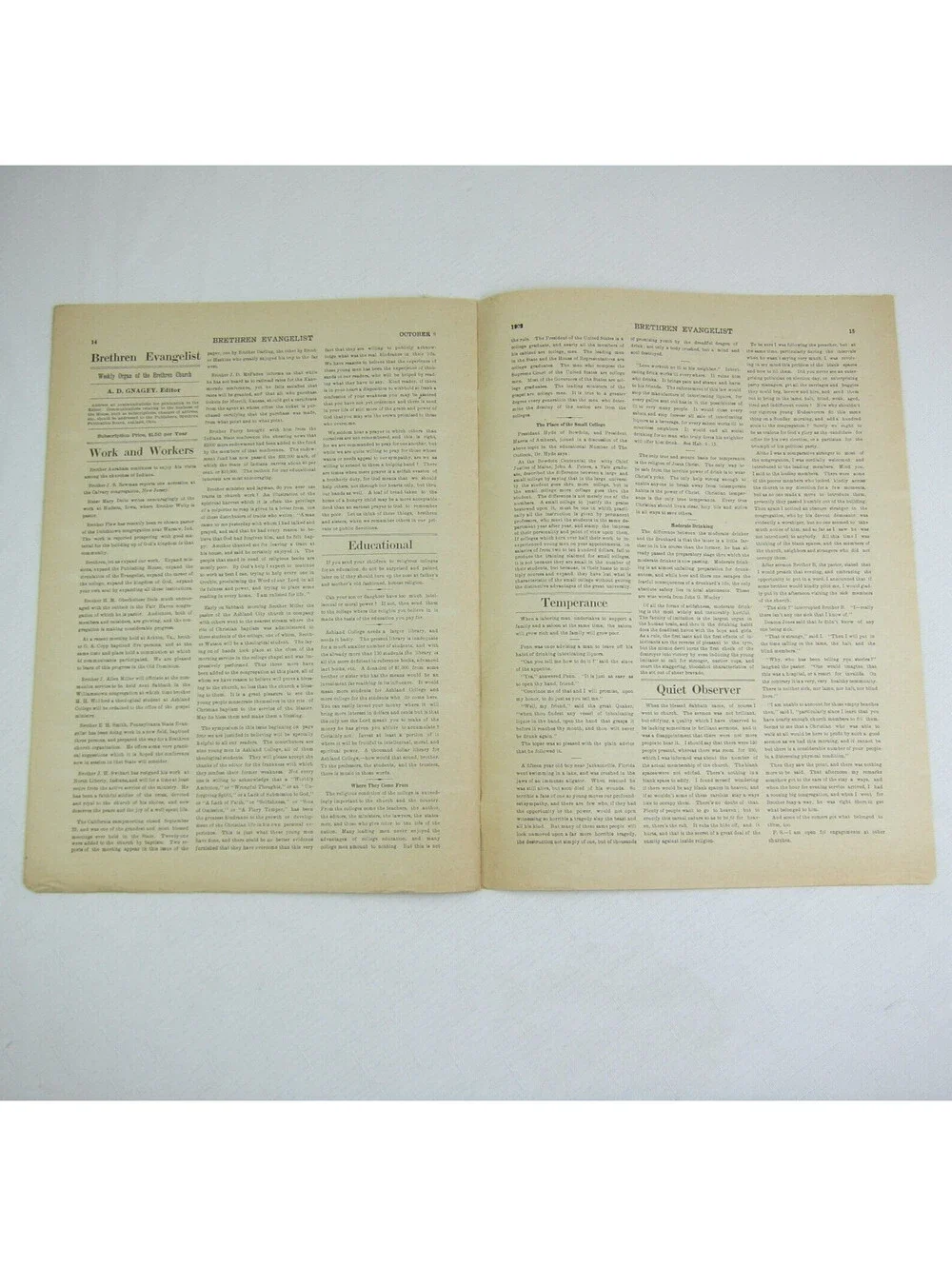 Brethren Evangelist Christian Newspaper Ashland Ohio Antique October 8th 1902